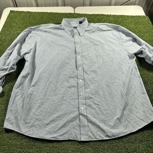 IZOD Saltwater Men's Blue Striped Long Sleeve Button-Down Shirt 3XLT
